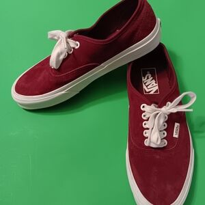 Vans Authentic Suede Sneakers in Burgundy with White Soles